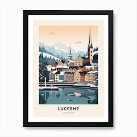 Vintage Winter Travel Poster Lucerne Switzerland 2 Art Print