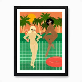 Palm Pool Pinup Art Print