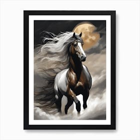 Horse In The Moonlight 4 Art Print