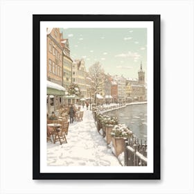 Vintage Winter Illustration Copenhagen Denmark 3 Art Print