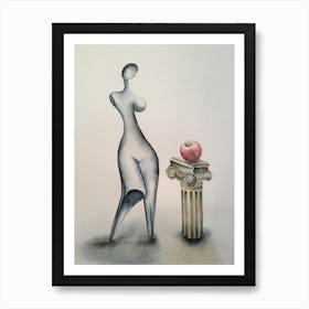 Woman And An Apple Art Print