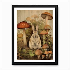Mushroom And Bunny 2 Art Print