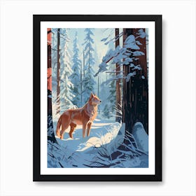 Winter Red Wolf 1 Illustration Art Print