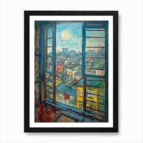 Window View Of Tokyo In The Style Of Expressionism 2 Art Print
