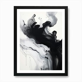 Fluidity Abstract Black And White 2 Art Print