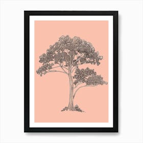 Sequoia Tree Minimalistic Drawing 1 Art Print