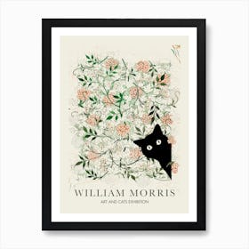 William Morris Peekaboo Cat Jasmine Flower Botanical Art Print