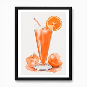 Aperol With Ice And Orange Watercolor Vertical Composition 10 Art Print