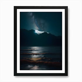 Moonlight Over The Ocean-Reimagined Art Print