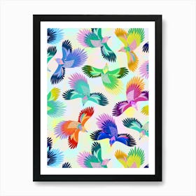 Glow Birds - Light Multi Art Print