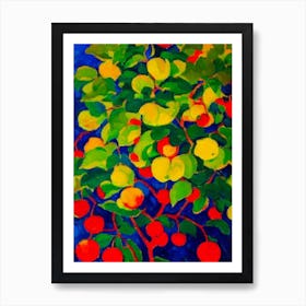 Sour Cherry Fruit Vibrant Matisse Inspired Painting Fruit Art Print