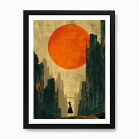 Girl In A City Art Print