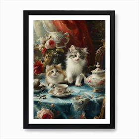 Kittens At Aftertoon Tea Rococo Inspired 2 Art Print