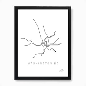 Washington DC Metro Lines Black Art Print