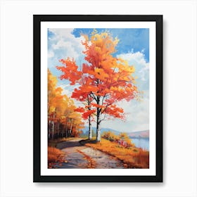 Landscape Fall Autumn Fall Leaves Art Print