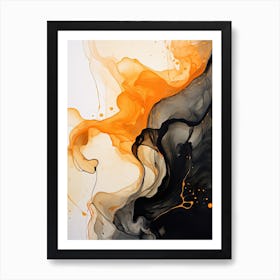 Black And Orange Flow Asbtract Painting 2 Art Print
