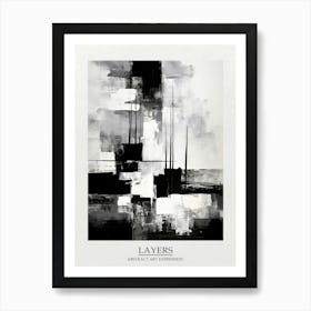 Layers Abstract Black And White 1 Poster Art Print