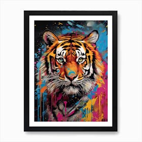 Tiger Art In Graffiti Art Style 3 Art Print