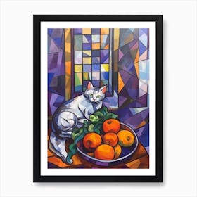 Lavender With A Cat 2 Cubism Picasso Style Art Print