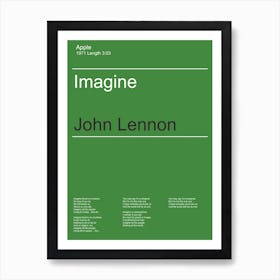 Minimal Style, John Lennon, Imagine, Music, Art, Poster, Wall Print Art Print