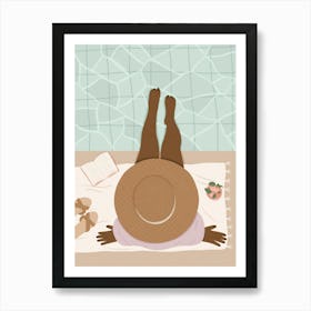 Woman Relaxing By The Pool Summer Art Print