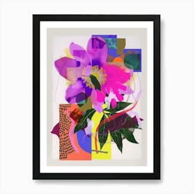 Hellebore 4 Neon Flower Collage Art Print