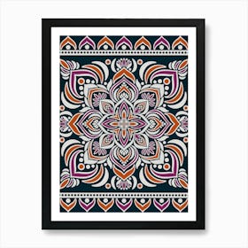 WA240021 - Vibrant Mandala with Purple and Orange - Colorful Bohemian Art Art Print