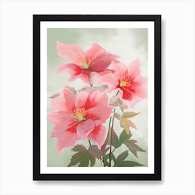 Poinsettia Flowers Acrylic Painting In Pastel Colours 1 Art Print