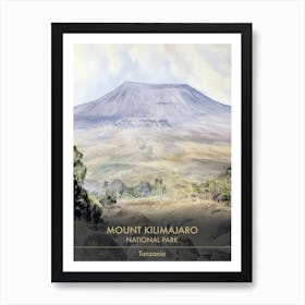 Mount Kilimajaro National Park Tanzania Watercolour 1 Art Print