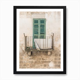 Balcony With Green Shutters, Italy Art Print