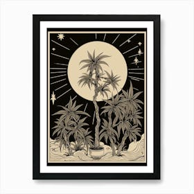 B&W Plant Illustration Dracaena 4 Art Print