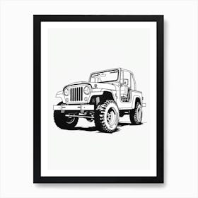 Jeep Wrangler Line Drawing 6 Art Print