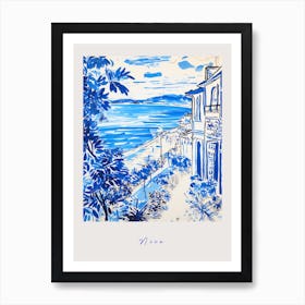 Nice France Mediterranean Blue Drawing Poster Art Print