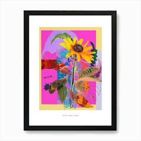 Black Eyed Susan 1 Neon Flower Collage Poster Art Print