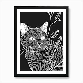 British Shorthair Cat Minimalist Illustration 4 Art Print