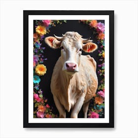 Cute Fluffy Cow 0 (1) Art Print