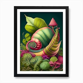 Snail With Colourful Background 1 Botanical Art Print