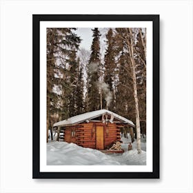 Hunters Cabin In Winter Art Print