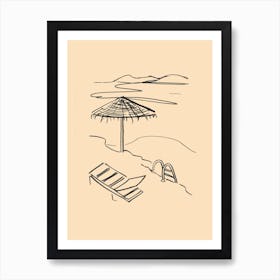 Get into the Water Rattan Beach Umbrella Swimming Sea Views Art Print