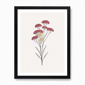 Yarrow Floral Minimal Line Drawing 1 Flower Art Print