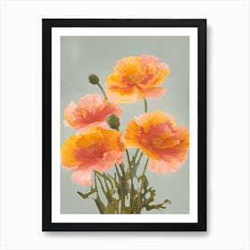 Marigold Flowers Acrylic Painting In Pastel Colours 3 Art Print