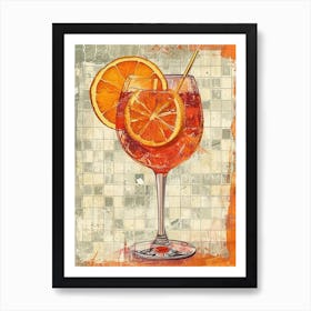 Aperol Spritz Tiled Illustration 3 Art Print