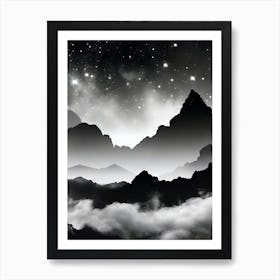 Black And White Mountain Landscape 31 Art Print