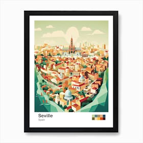 Seville, Spain, Geometric Illustration 4 Poster Art Print