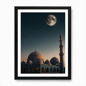 Moon Over Mosque Art Print