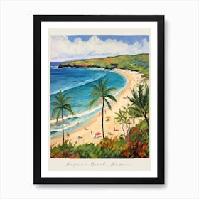 Poster Of Hapuna Beach, Hawaii, Matisse And Rousseau Style 1 Art Print