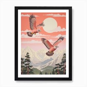 Vintage Japanese Inspired Bird Print Red Tailed Hawk 3 Art Print
