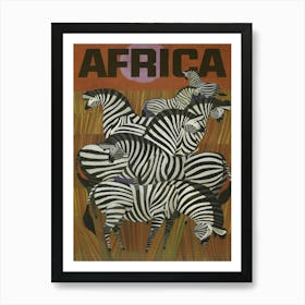 Zebras In Africa, Vintage Travel Poster Art Print