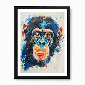 Bonobo Colourful Watercolour 2 Art Print