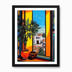 Window View Of Dubai United Arab Emirates In The Style Of Pop Art 1 Art Print